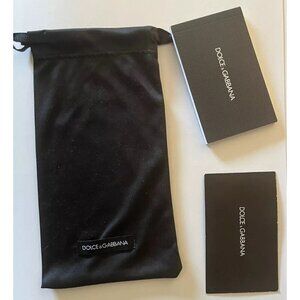 NEW Dolce & Gabbana Black Sunglasses Glasses Soft Case Pouch w/Card - 100% Auth